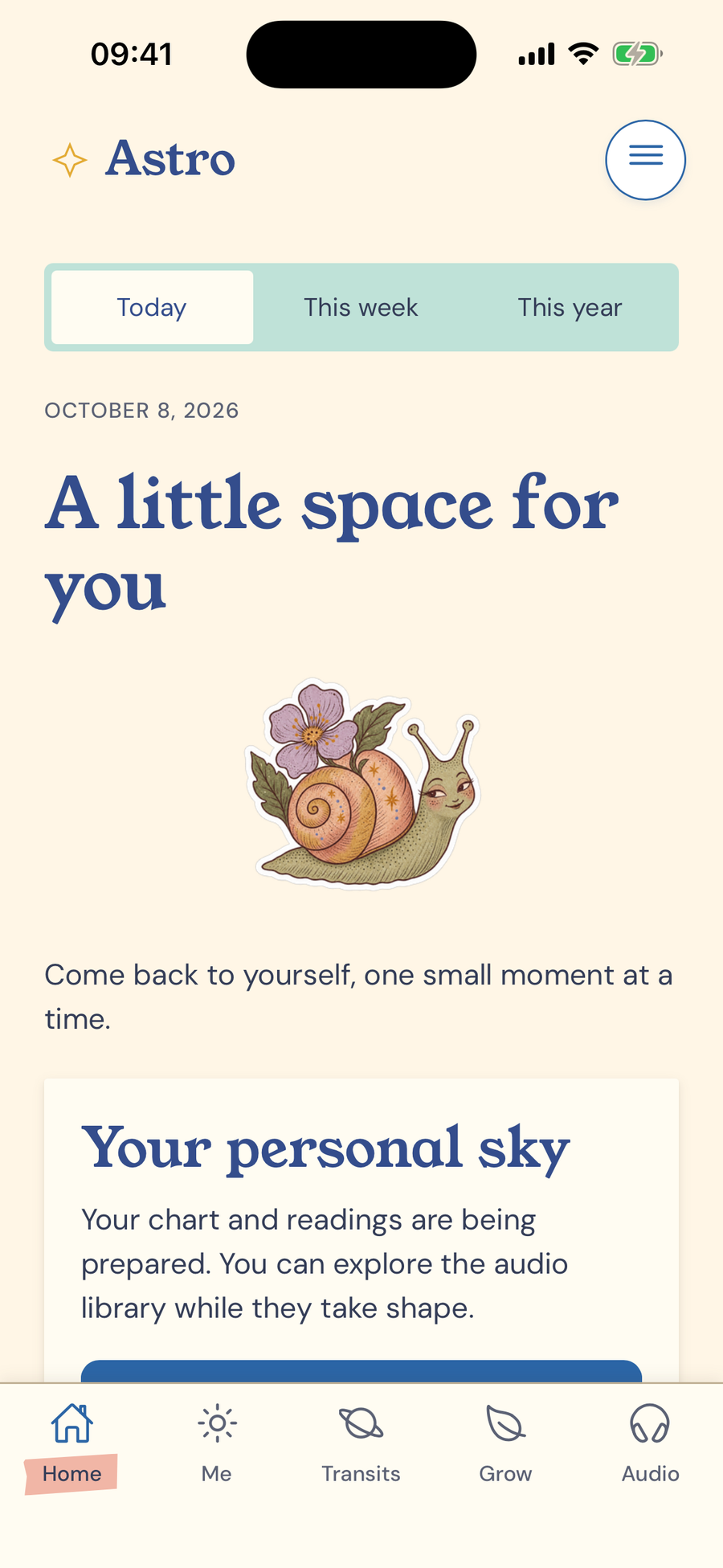 Real development app: Today, a little space for you, under its Astro working name.